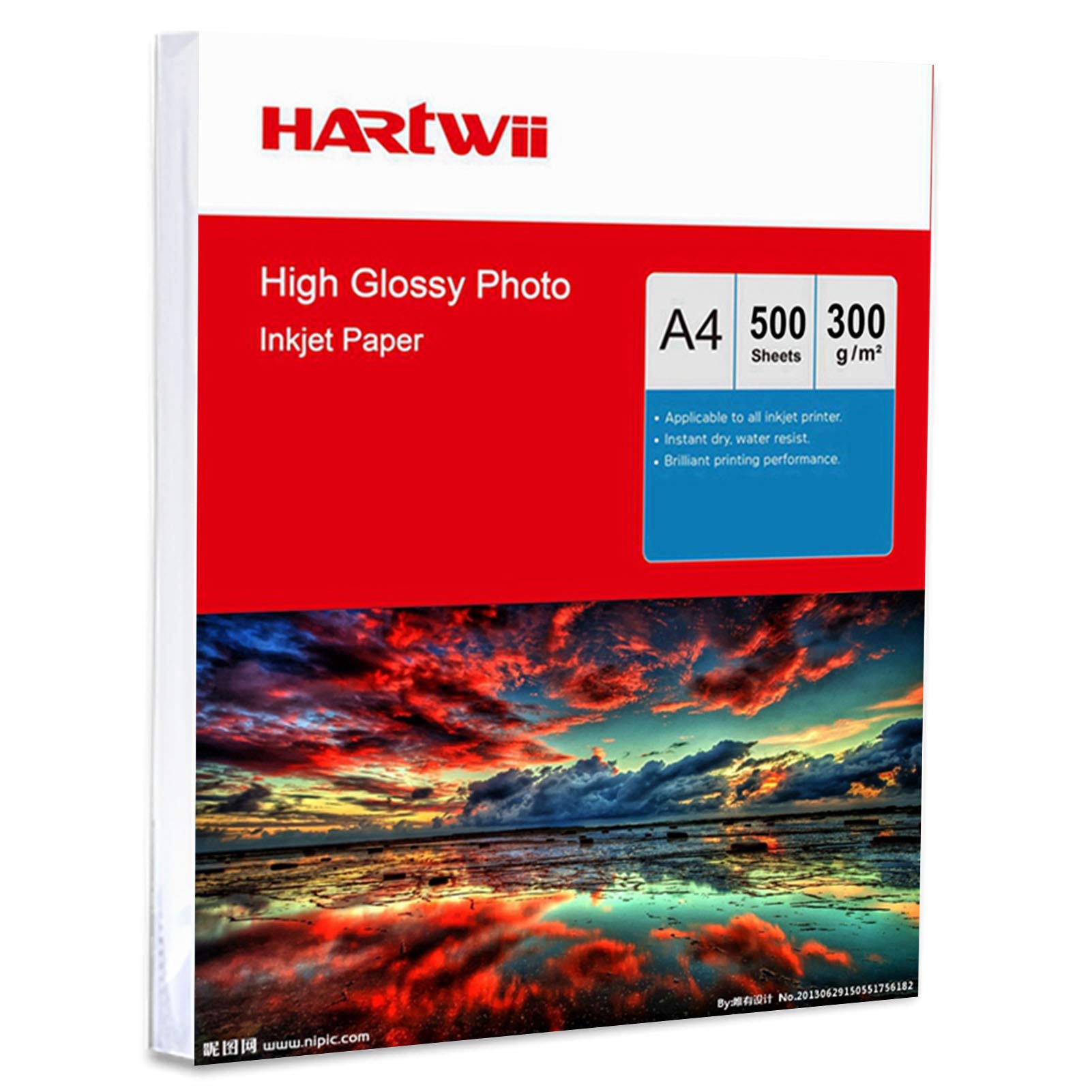A4 gruby papier fotograficzny 300 g/m² -500 arkuszy wysoce błyszczący superbiały papier atramentowy do druku atramentowego Hartwii