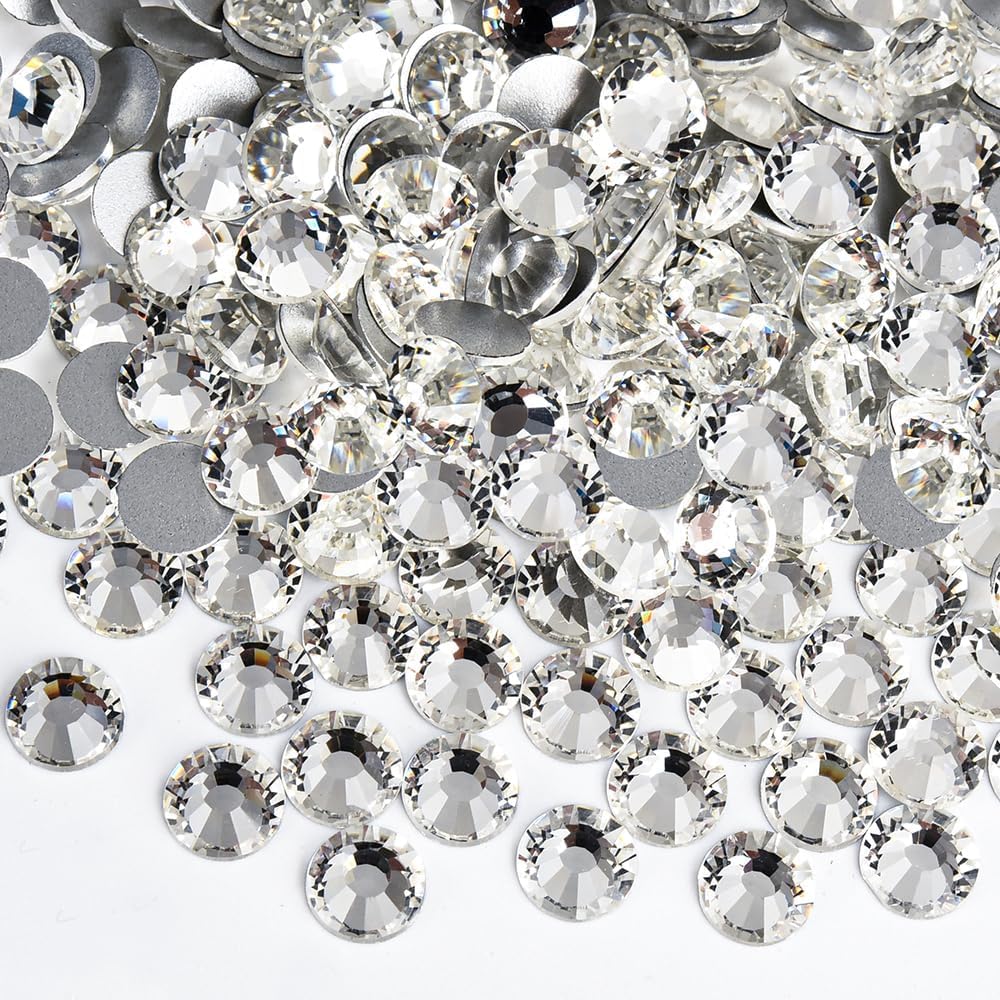Glass Flatback Rhinestones for Bedazzling Clothes Black Diamond SS50 144pcs