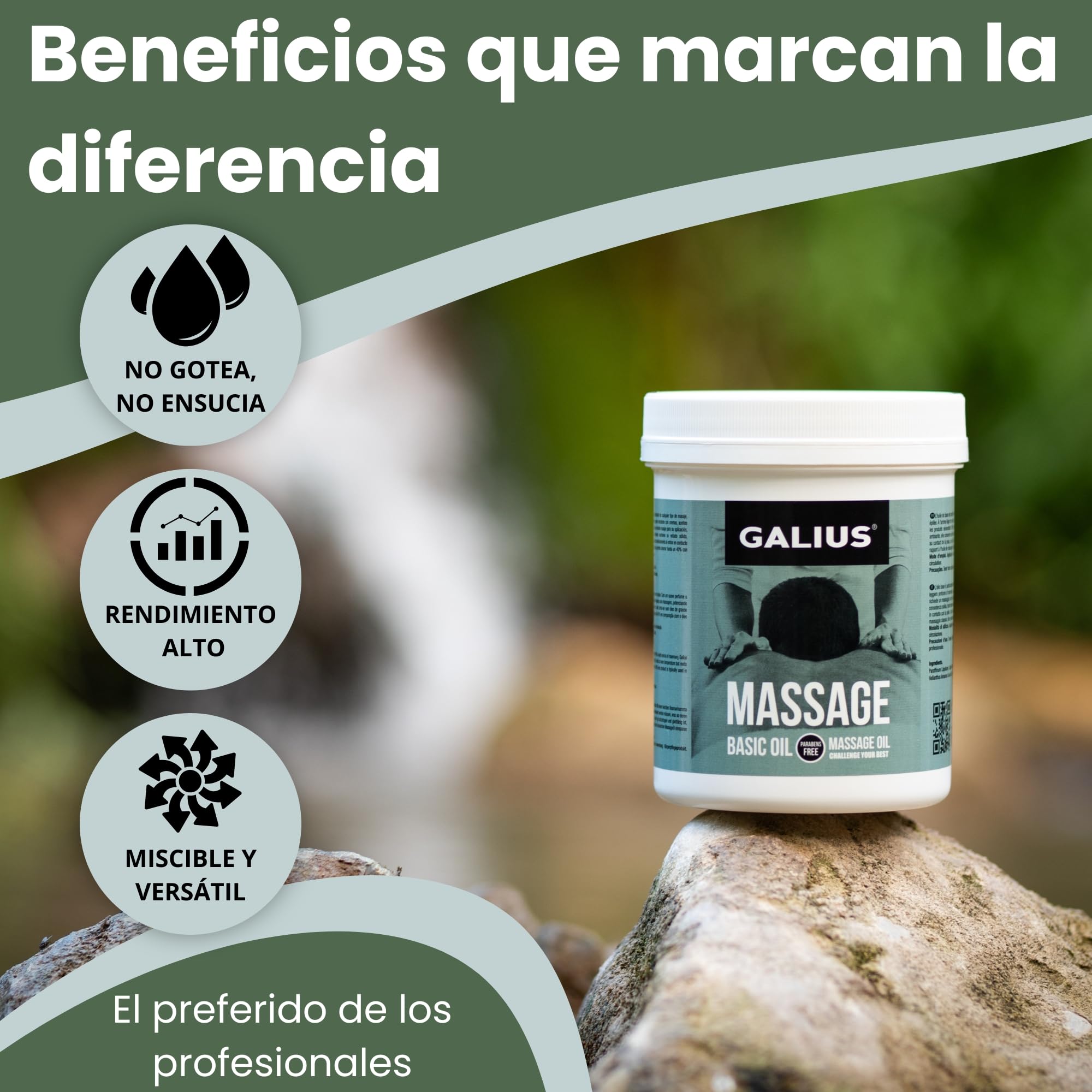 Galius - Aceite Sólido de Romero para Masajes - Aceites Esenciales para Profesionales y Deportistas - Aceite de Romero - Combate la Inflamación Alivia el Dolor Muscular Estimula la Circulación 1000ml