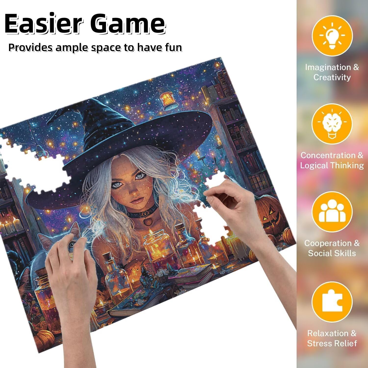 Jigsaw Puzzle, 4000 Pezzi Puzzle Classici, La Strega Puzzle Rilassamento Intelligence, Mpossibile Difficile Puzzle Impegnativo per Adulti Puzzle Gioco Familiare, Regalo per Amore Halloween fr0-460