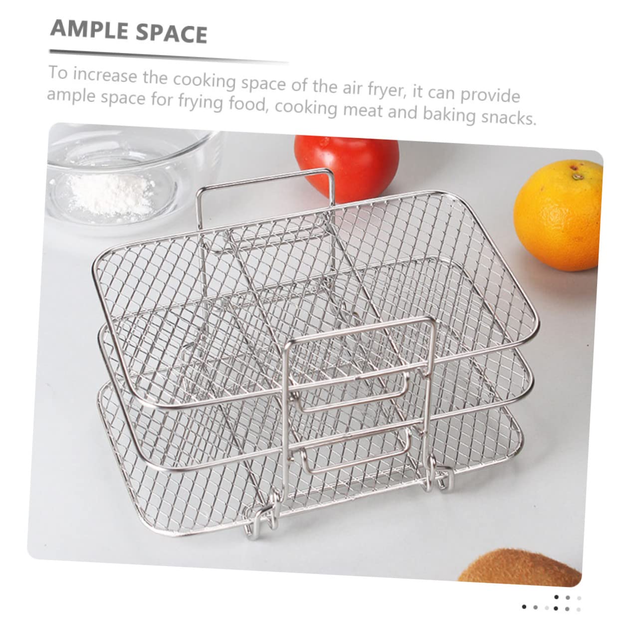 Homoyoyo Supporto Per Grigliare Acciaio Inossidabile Per Friggitrice Ad Aria Rack Tre Strati Per Deidratazione e Cottura Rapida Accessorio Pratico Per Cucina