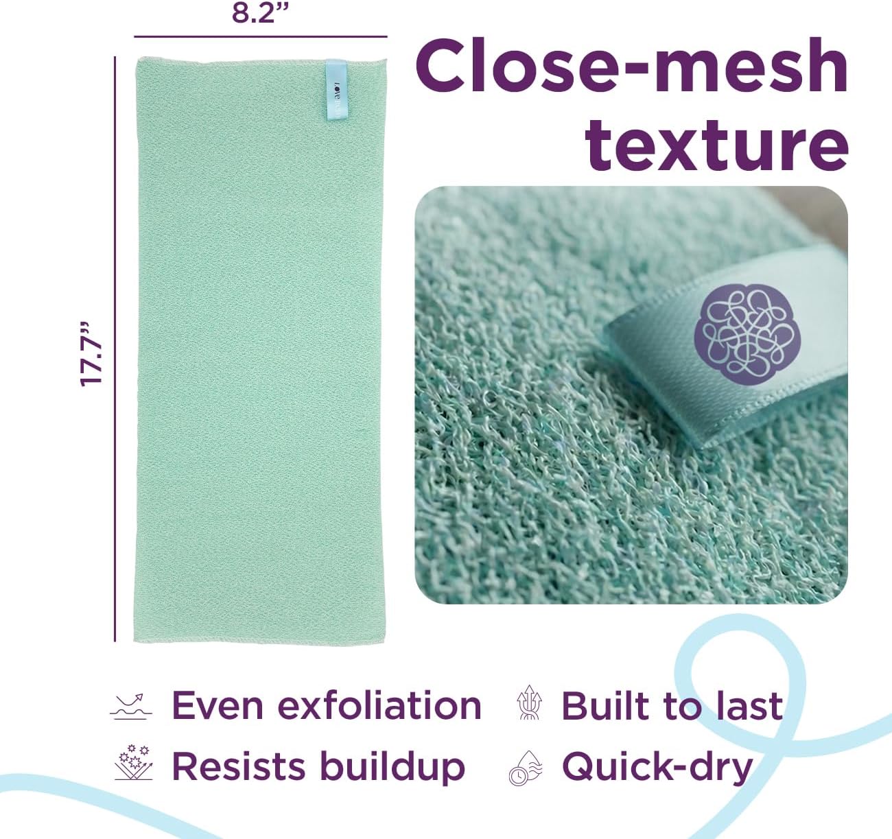 Love Being Scrubbed Exfoliating Flexi Cloths, Stretchy Back Scrubber for Shower & Bath, Exfoliating Body Scrubber for Smooth Skin, Body Scrubber for Men & Women (2 Count, Assorted Colors) - Image 6