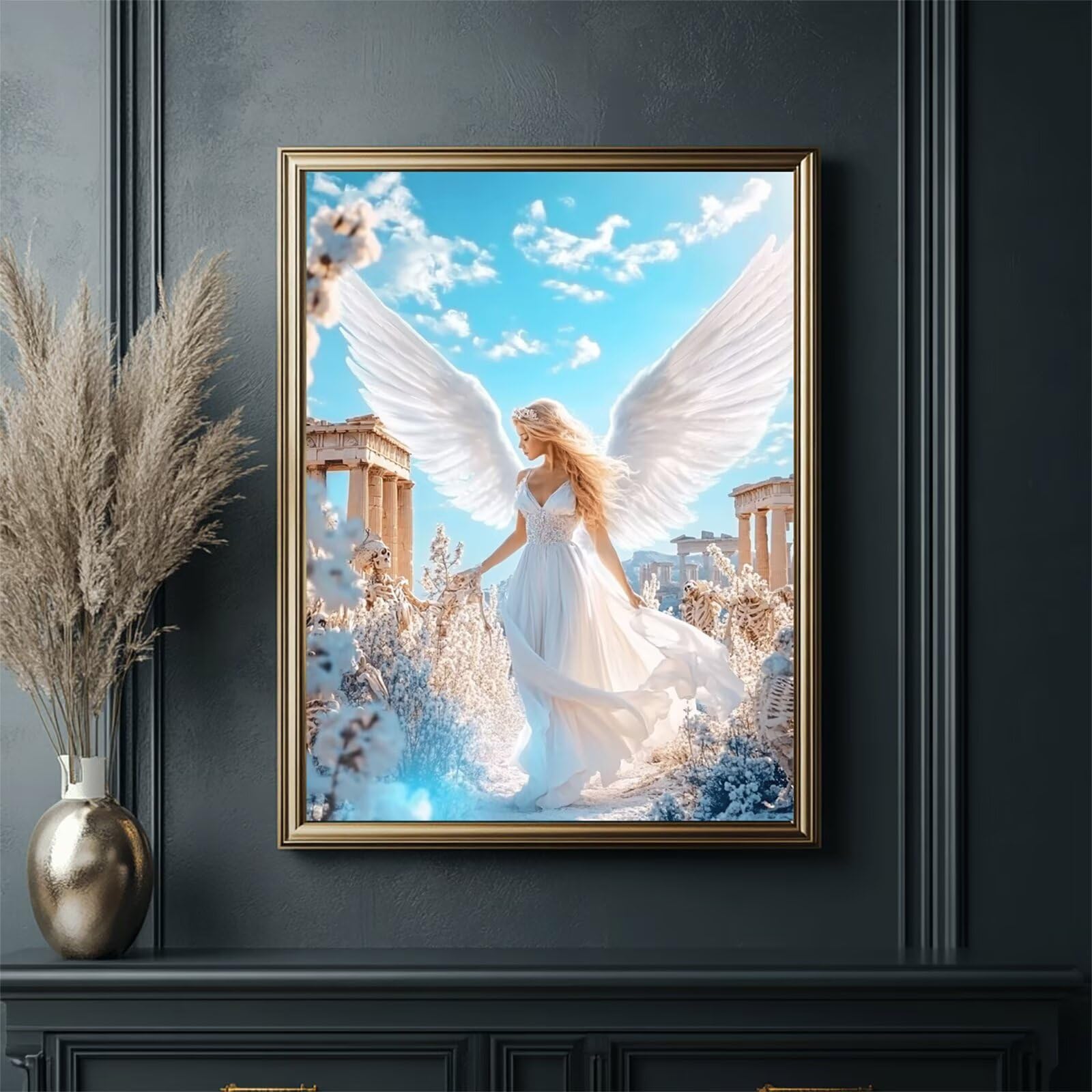 Malowanie według liczb, skrzydła anioła, malowanie według liczb, dla dorosłych, duże, XXL, 60 x 80 cm, "zrób to sam", malowanie po liczbach, dla początkujących, farba akrylowa, zestaw do dekoracji