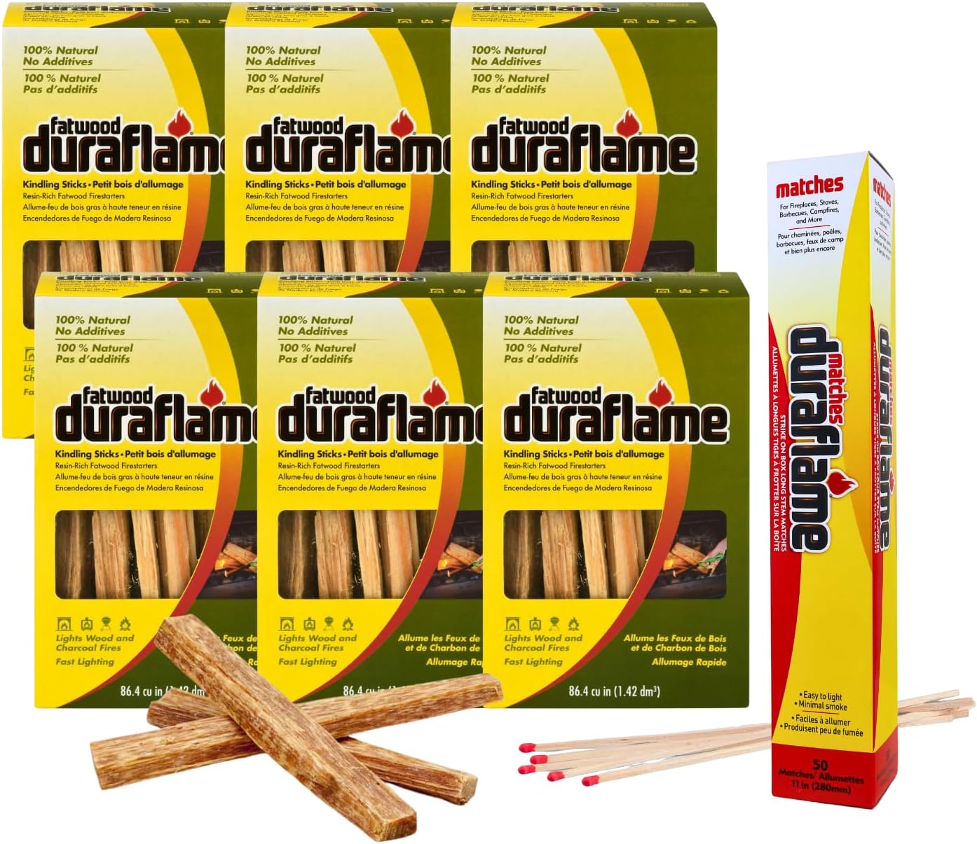 Duraflame Firestarters with Long Stick Matches – Easy-to-Light, Clean-Burning Fireplace & Outdoor Fire Essentials (Firestart 24 Pack)