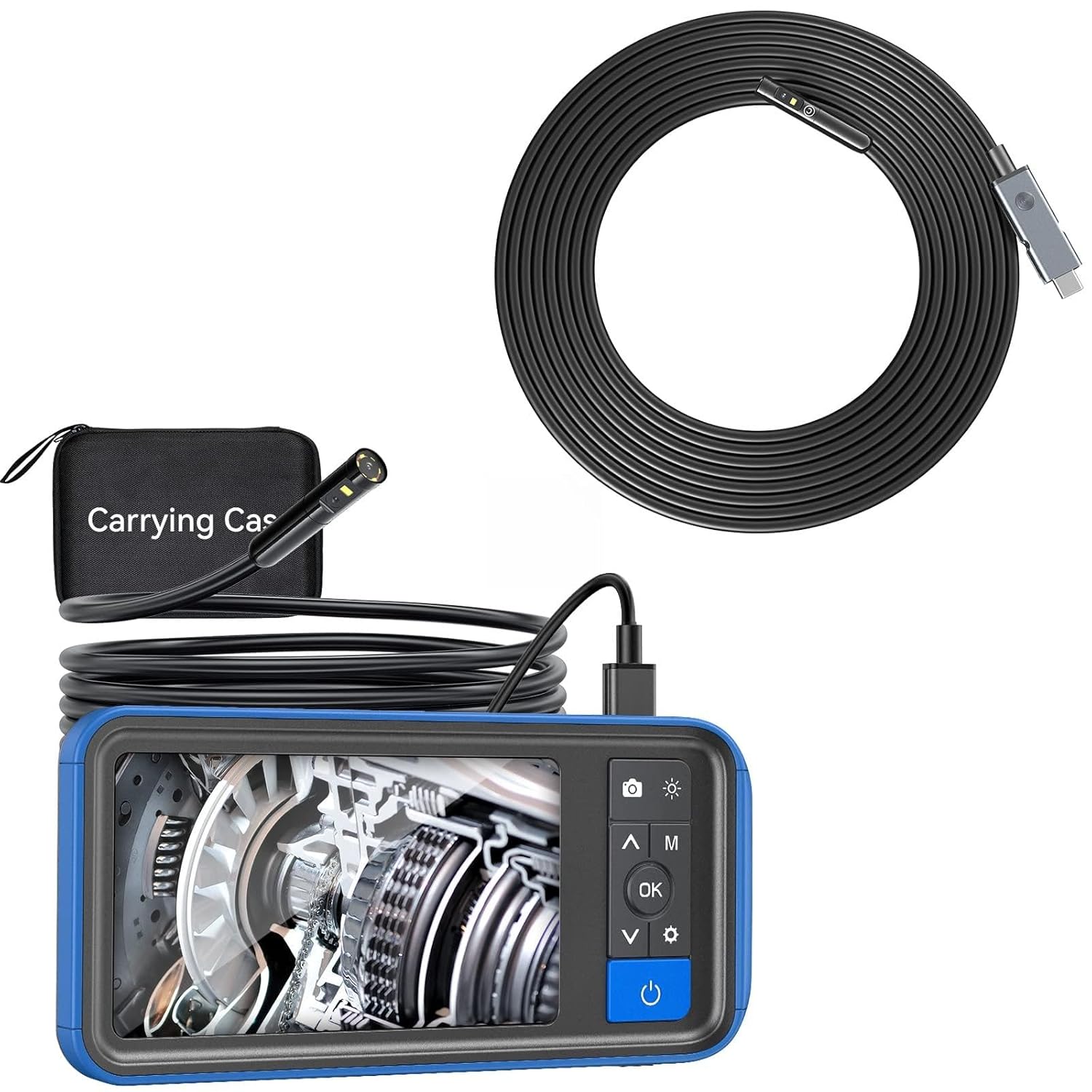 Teslong 4.5" HD Dual Lens Endoscope Borescope & 7.9mm/0.3inch 16.5FT Triple Lens Probe