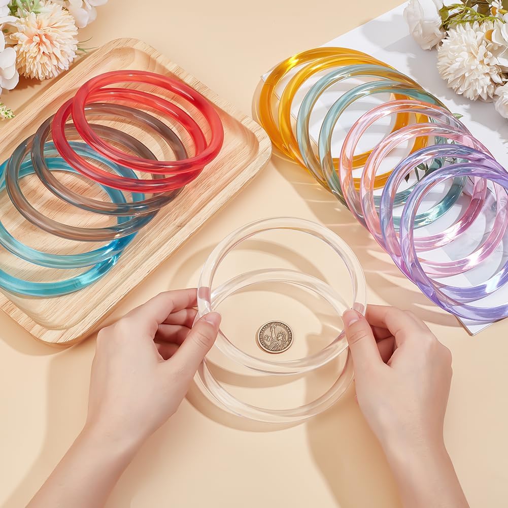 PH PandaHall 16PCS Purse Handles, 8 Colors Round Handles Replacement Decorative Handbag Handle Plastic Smooth Bag Handles for Handmade Beach Bag Handbags Purse Handles Macrame Market Bags 12cm - Image 3