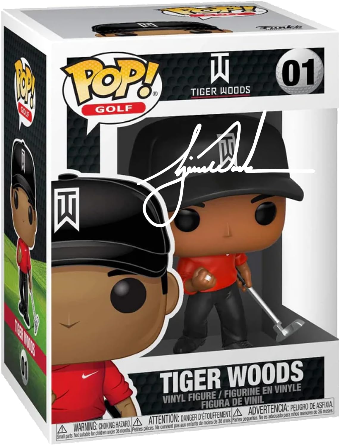 Tiger Woods #01 Facsimile Signed Reprint Laser Autographed Funko POP! Golf Figurine with Protector Case