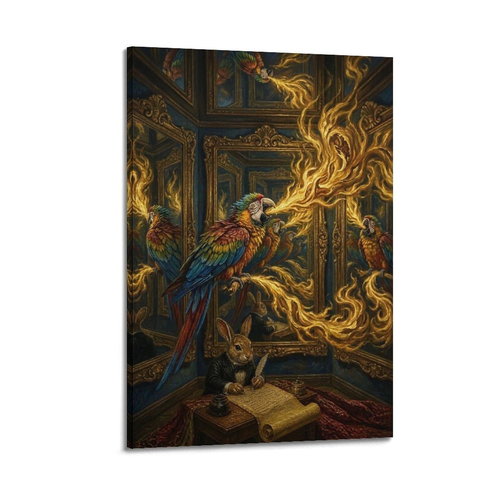 XKUGA Surreal Vintage Animal Poster Peacock Echo Chamber Satire Modern Decorative Canvas Prints - Ideal Wall Art for Family, Man Cave, Game Room, Boys & Girls Bedroom 16x24inch(40x60cm)