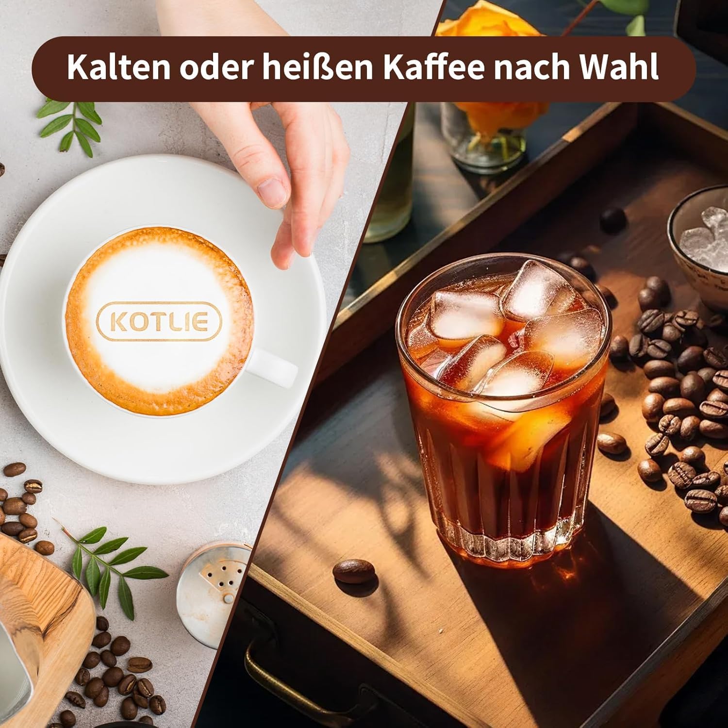 KOTLIE 308A Kaffeemaschine für diverse Kapseln und gemahlenen Kaffee,Weiß