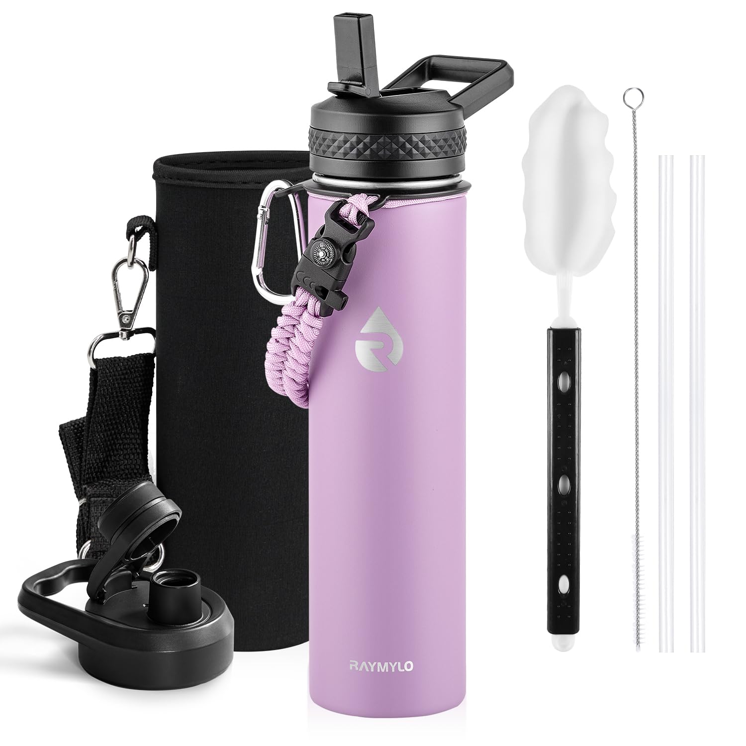 RAYMYLO One Gallon Water Bottle Insulated, Triple Walled Vacuum Stainless Steel (Cold for 48 Hrs), Leak Proof & Non-BPA, Large Water Flask Jug with Paracord Handle & Straw Spout Lids — view 95