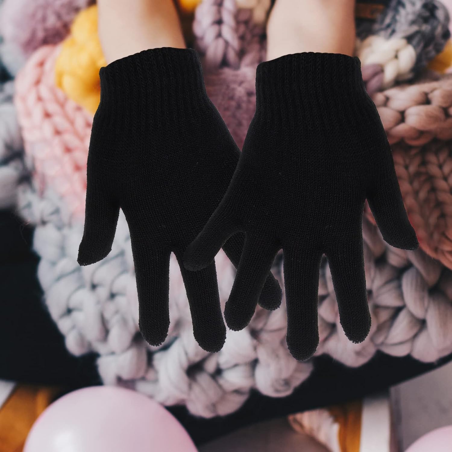 COLLBATH 24pairs Boy Girl's Full Finger Warm Gloves Knitted Boys and Girls Thermal Gloves Colors for Winter Outdoor Activities Comfortable and Easy to Clean
