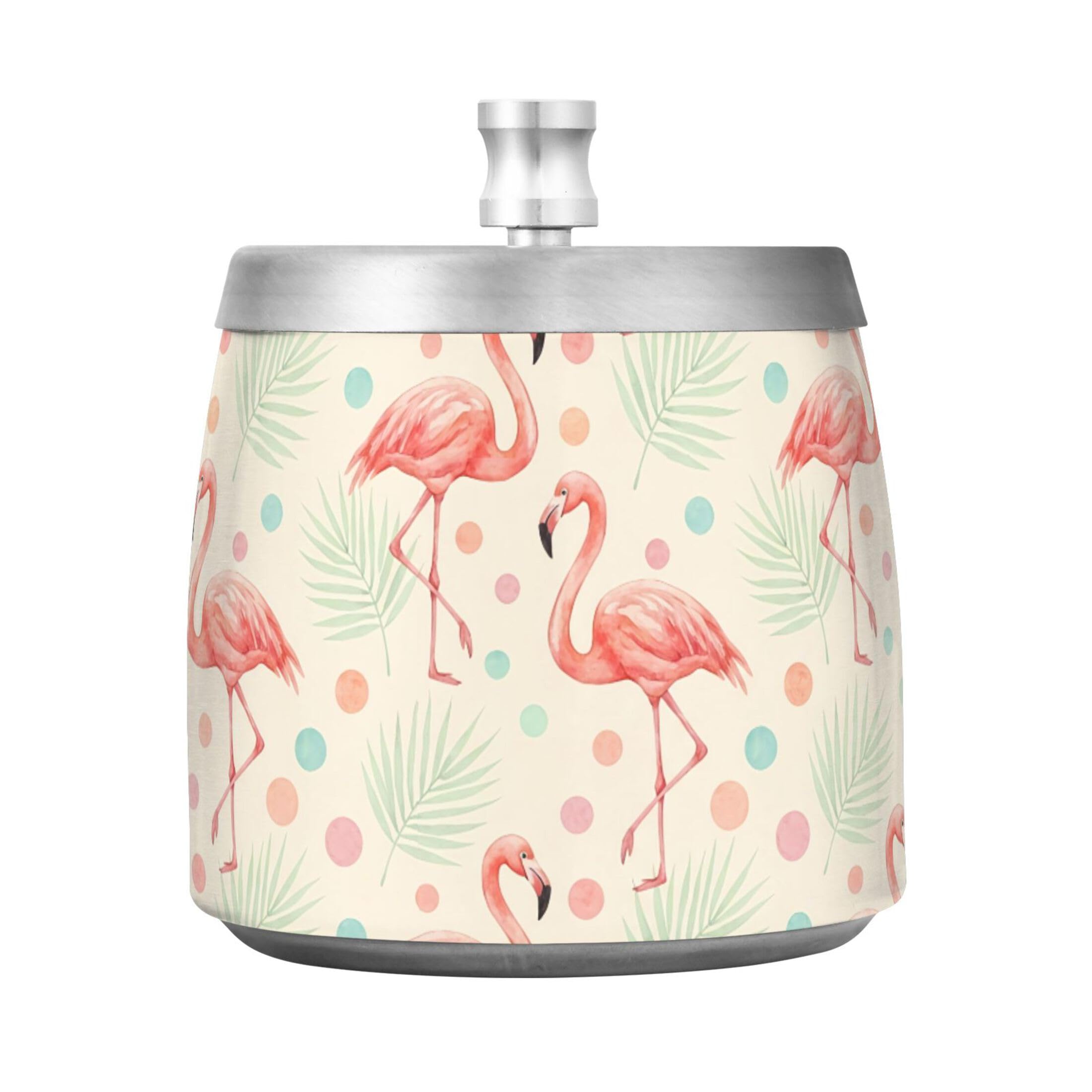 Kutsu Flamingo Ashtray for Cigarette, Smokeless Odorless Ash Tray Stainless Steel for Home Office, Anti-Slip Ashtray with Lid for Outdoor Balcony