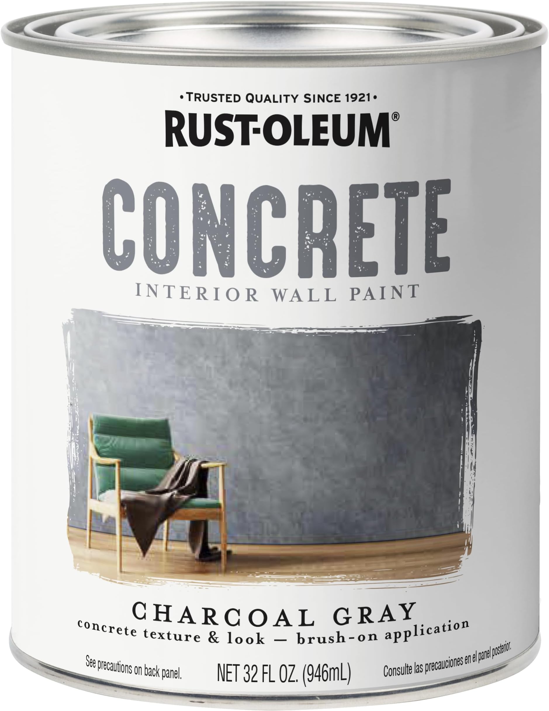 379906 Concrete Interior Wall Paint, Quart, Charcoal, 0.25 Gallon (Pack of 1)