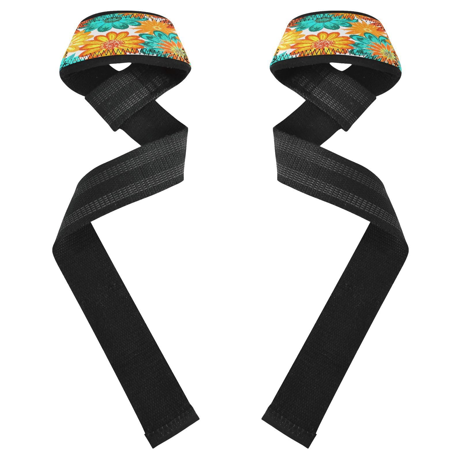 STAYTOP Cute Colorful Flowers Wrist Straps for Weightlifting,Lifting Straps with Neoprene Cushioned Wrist Padded and Anti-Skid Silicone for Strength Training,Bodybuilding,Deadlifting
