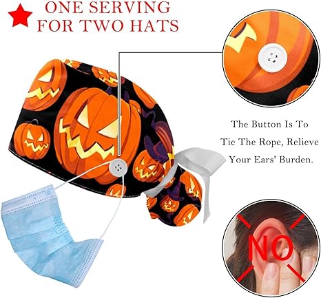 Halloween Bat Working Cap with Button Adjustable Halloween Bat Working Cap with Button Adjustable