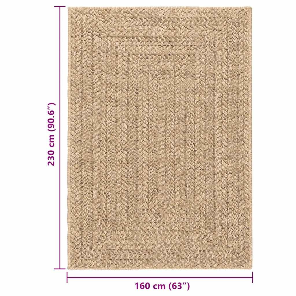 Tappeto per esterni, 160 x 230 cm, effetto iuta, durevole, resistente ai raggi UV, resistente alle intemperie, per balconi, terrazze, giardino, adatto per interni ed esterni, design elegante