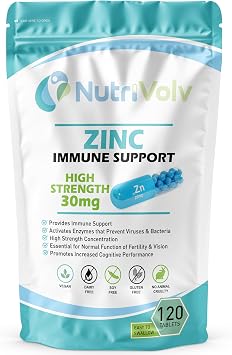 Zinc 30mg - Immune Health Fertility Vision Cognitive Function - 120 Tablets