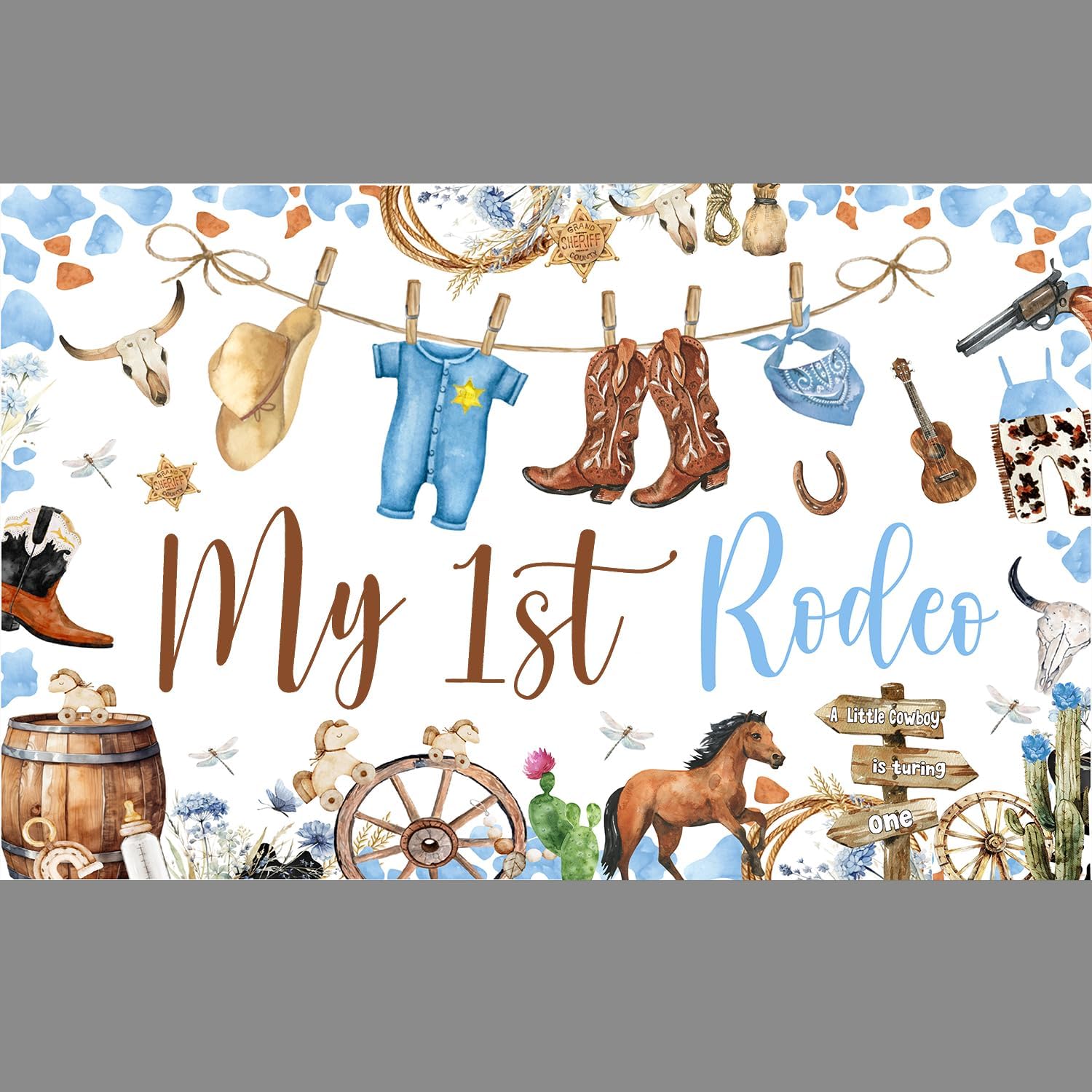 My First Rodeo Birthday Party Banner Backdrop Western Cowboy 1st Rodeo Birthday Decorations My First Rodeo Party Supplies for Boys 1 Year Old