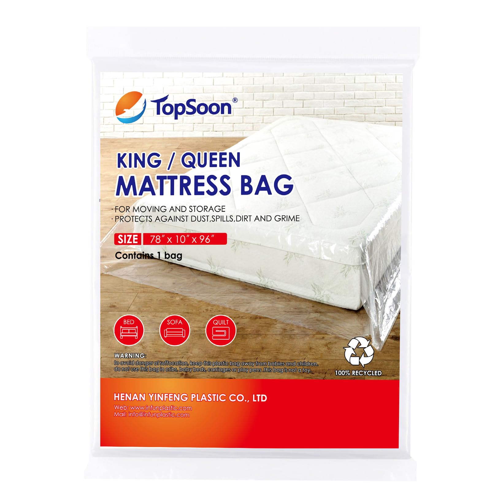 King/ Super King Mattress Bag, ,For Moving And Storage 98inch X 75in X 11.8 Inc