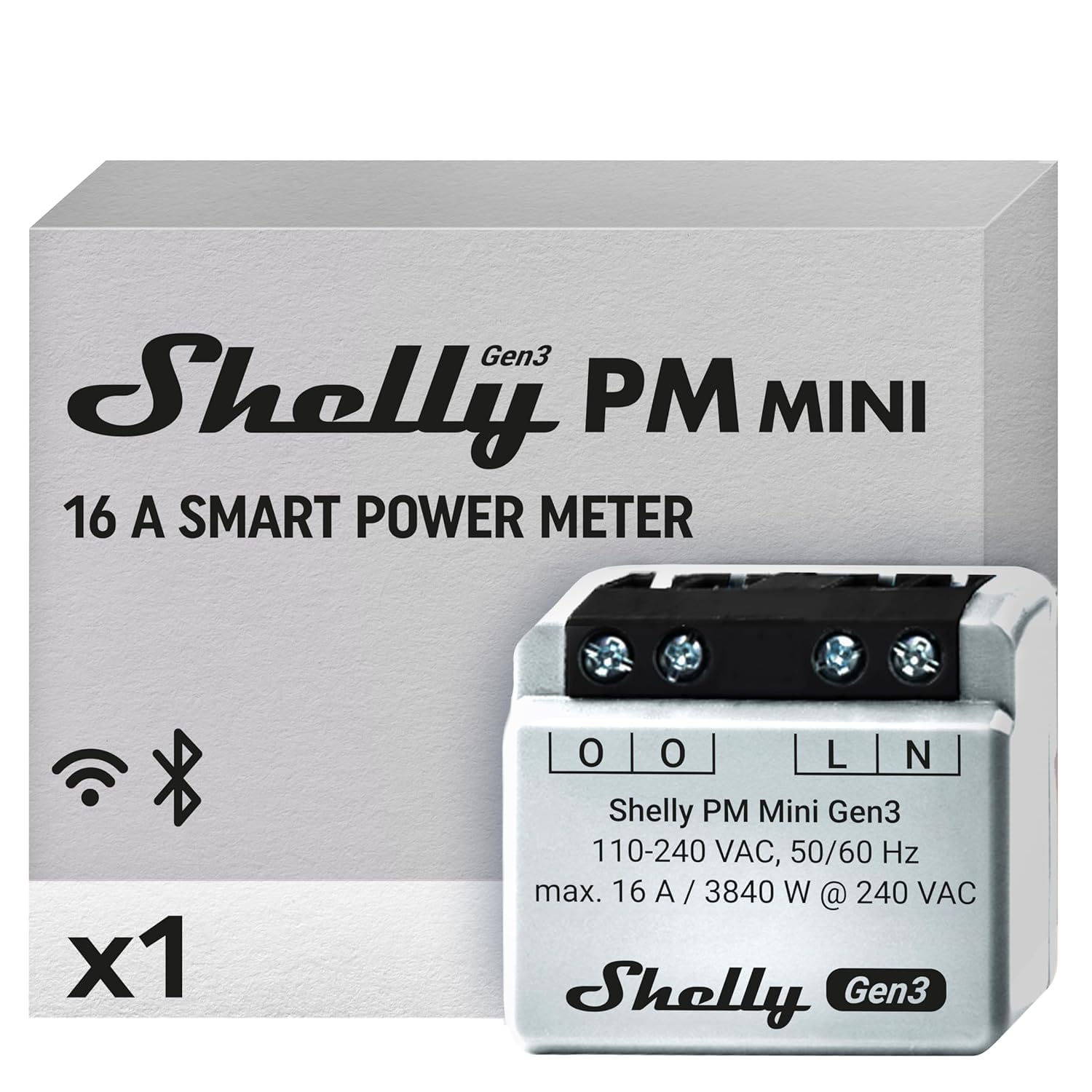 Shelly PM Mini Gen 3 | 4er Pack | Wlan & Bluetooth Smart Power Meter 1 Kanal 16 A | Hausautomation | Kompatibel mit Alexa und Google Home | iOS-Android-App | Kein Hub erforderlich