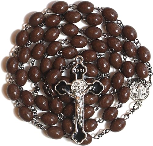 GeekTenet Rosario de cuentas en forma de oliva, esmalte de cristal artificial, roserio, cruz, regalos católicos