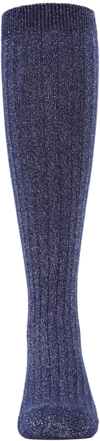 MeMoi Girls' Ribbed Shimmer Knee-High Socks