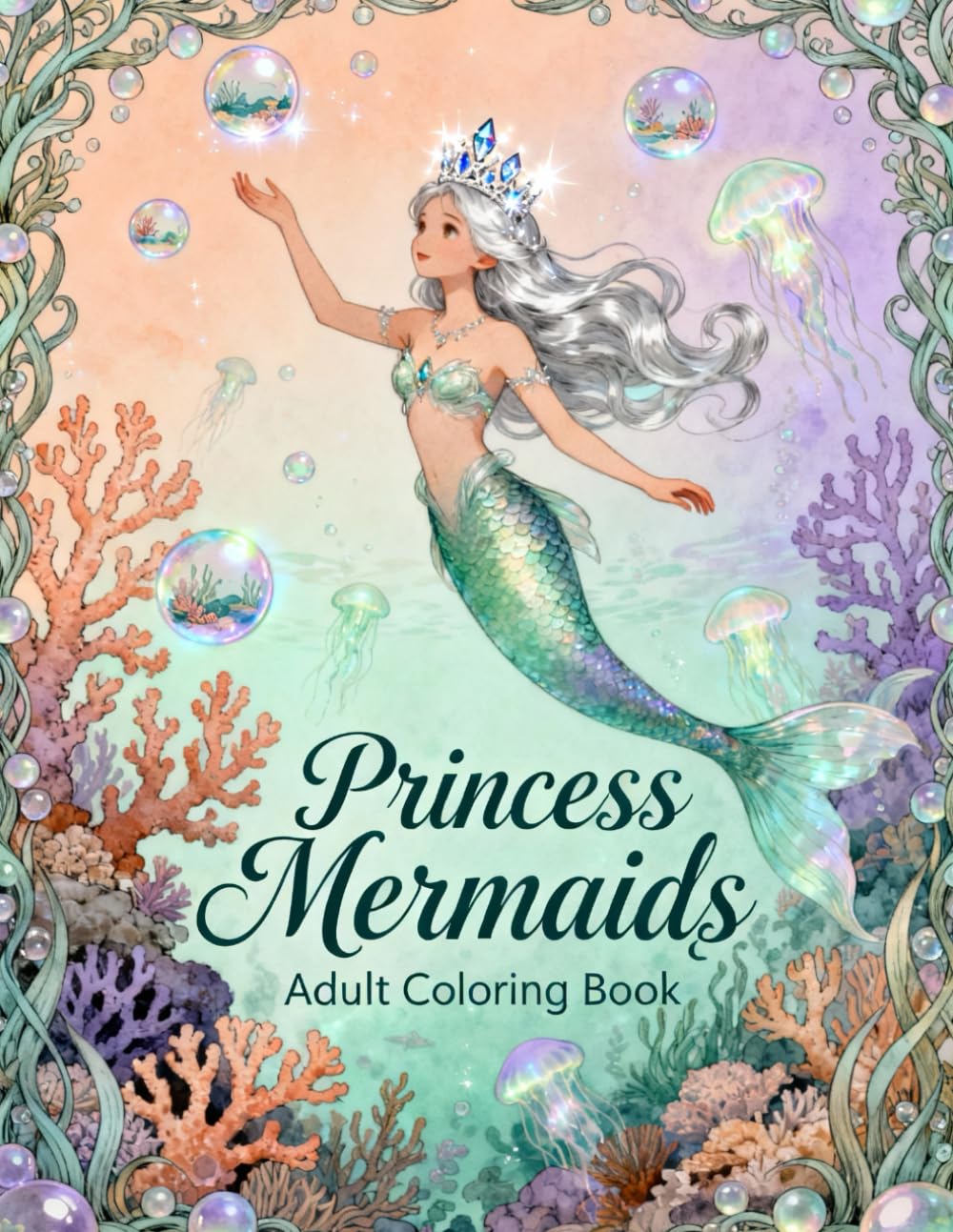 Princess Mermaids Coloring Book for Adults: A Relaxing Coloring Journey into a Magical World of Royal Mermaids, Ocean Beauty, and Fantasy Art