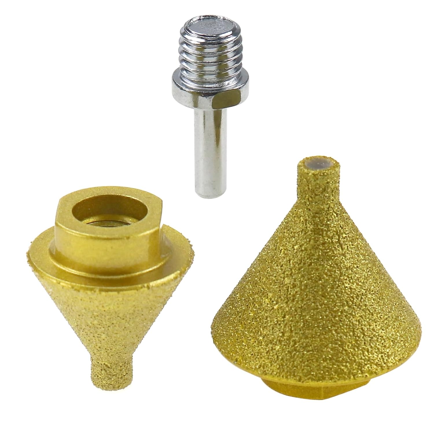 5/8-11 Thread Diamond Beveling Chamfer Bit Set Cone for Hole Enlarging Trimming in Granite Marble Porcelain Ceramic Wood Stone (38mm,50mm 2PCS Golden)