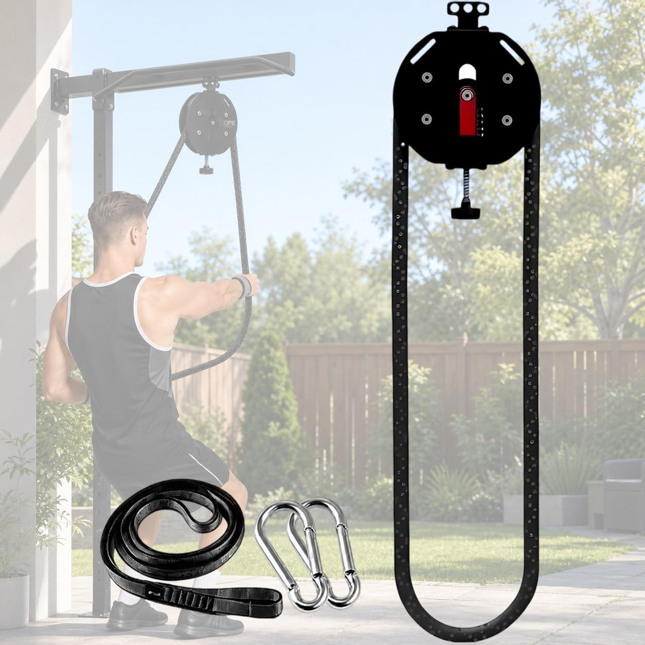 Entrenador De Cuerda Infinita, MáQuina De Resistencia Ajustable para Ejercicios De Cuerpo Completo, Mejora La Flexibilidad, La CoordinacióN Y La Salud En General Black＆Red