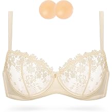 Wingslove Womens Sexy Lace Bra Demi Sheer Mesh Balconette See Through Bralette Unlined Underwire Embroidered