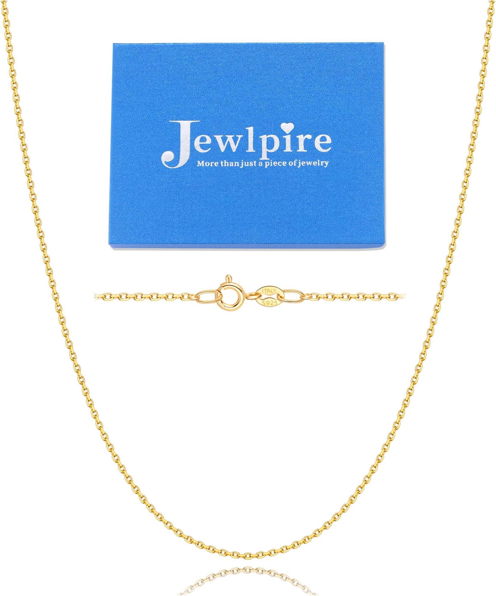 Jewlpire 24k Over Gold Chain Necklace for Women, 1.1mm Italian Quality Cable Chain Gold Chain for Women Thin & Lightweight & Sturdy Women's Chain Necklaces, 20 Inches