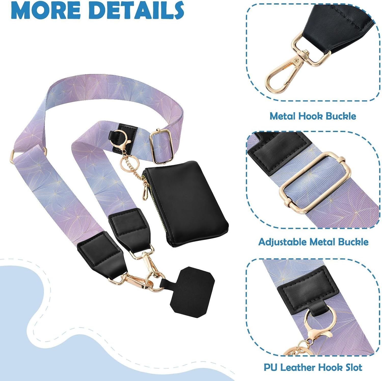 Phone Lanyard Americas Abstract Pattern Lilac Phone Patch Lanyards | Neck Lanyard for Most Smartphones with Wallet,Detachable,Compatible with Most Smartphones