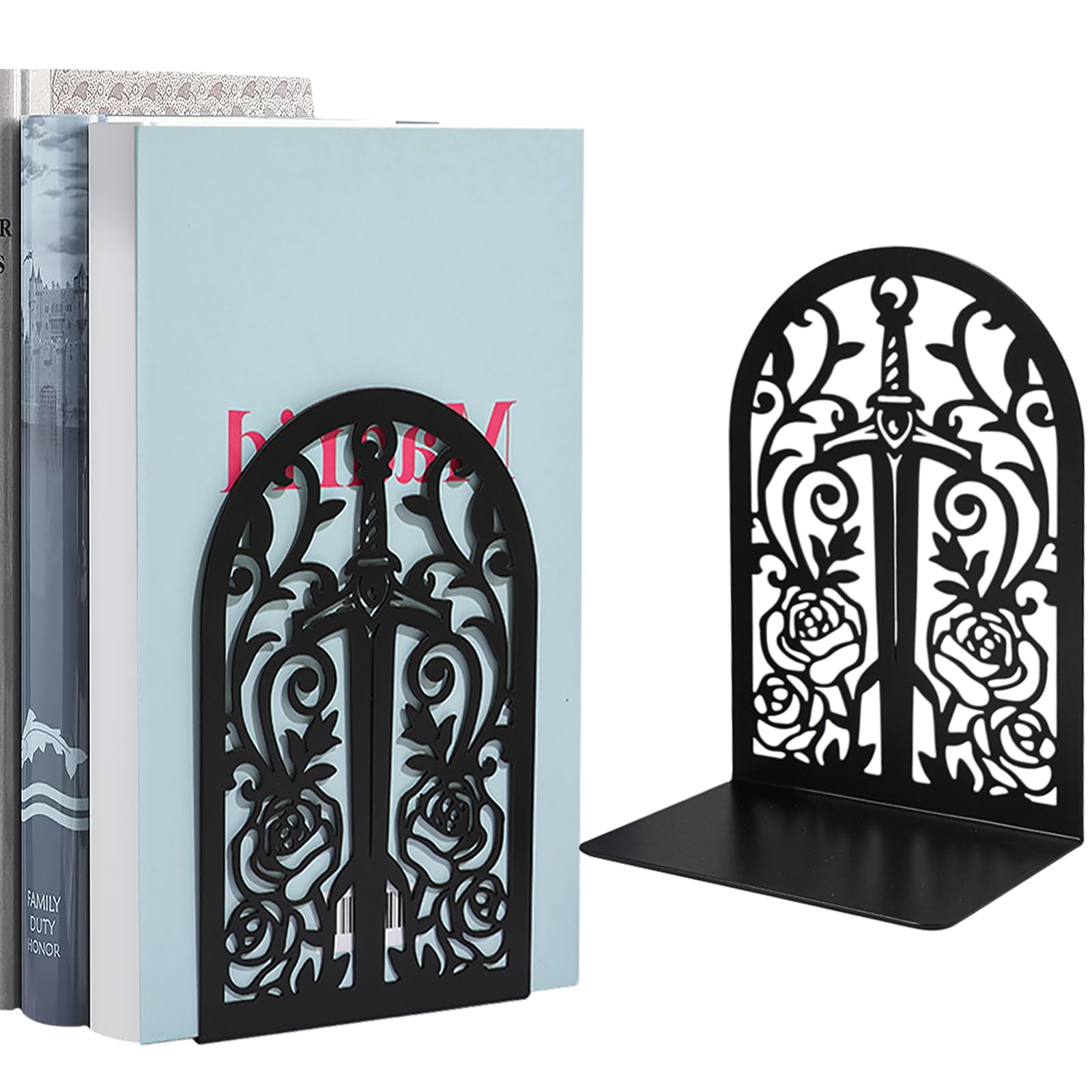GOSLYLY Metal Bookends for Shelves Decorative, Book Ends, Bookends, Non-Skid Bookend, Tree Stopper for Heavy Books, Book Divider Stopper Organiser Desktop Shelves for Home,Office,Library, School