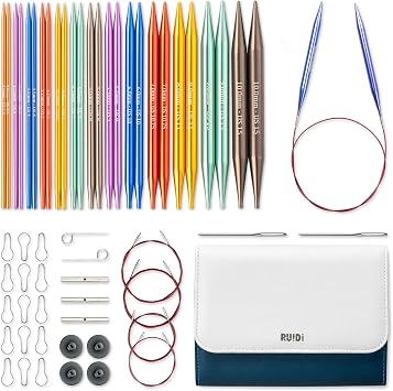 RUIDI Interchangeable Circular Knitting Needles Set with Case & Accessories