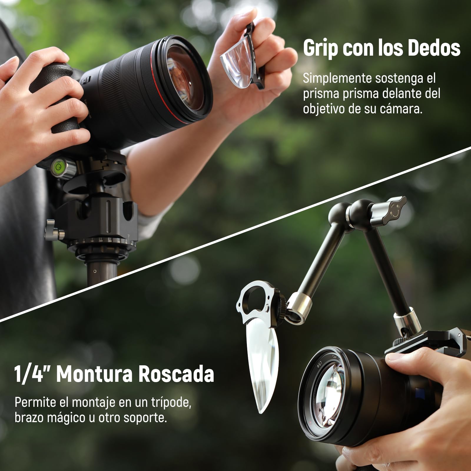 NEEWER 79mm Filtro Efecto Dioptrio Dividido Prisma Fotografía de Media Cúpula con Hand Grip, 1/4" Tornillo para Trípode de Brazo Mágico, BK9 Cristal Óptico Semicircular para Desenfoque de Primer Plano