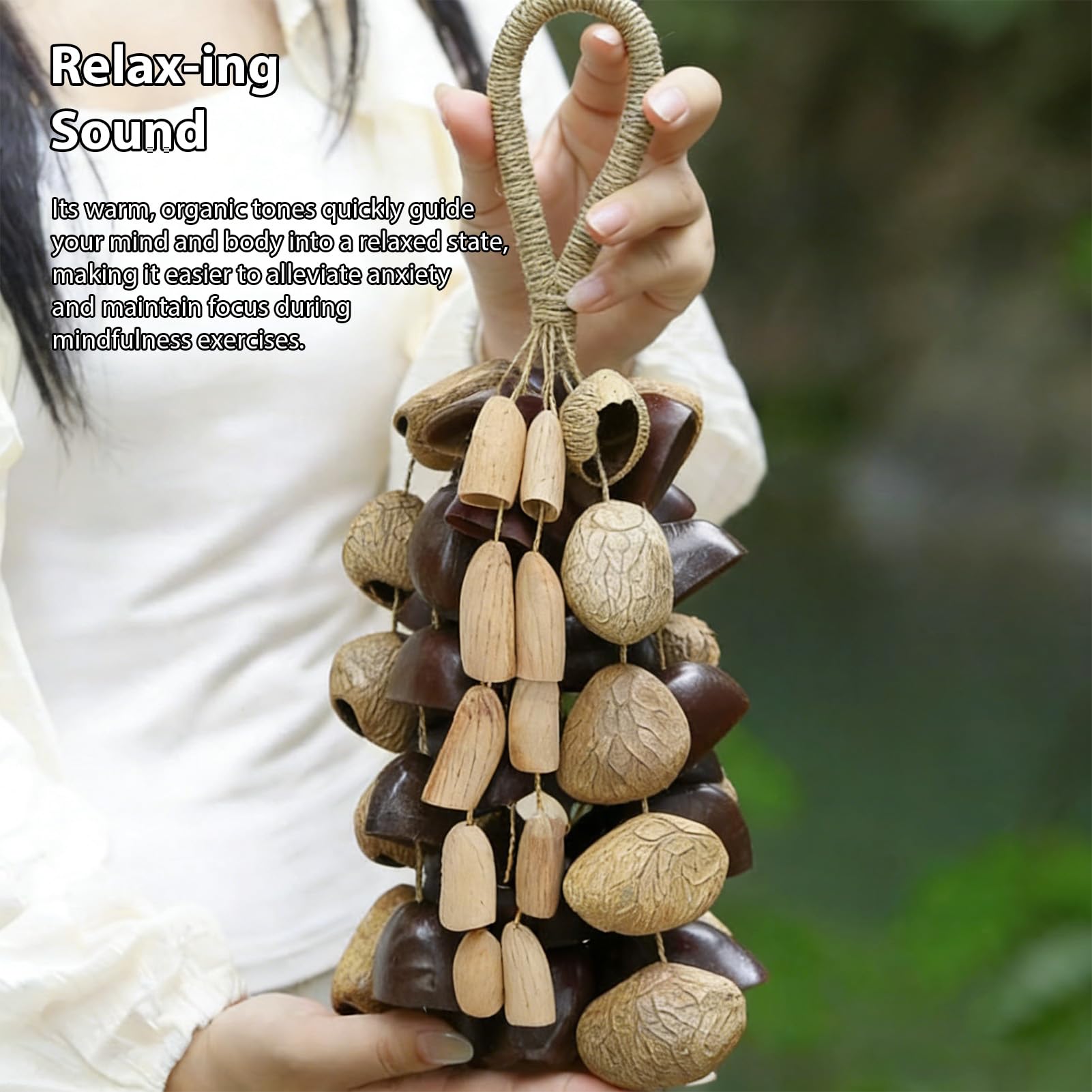 Eacam Windspiel aus Natürlicher Muschel, Handgefertigter Glockenschüttler, Yoga-Meditationsinstrument mit 4 Muschelarten, Klangentspannung für Drinnen und Draußen