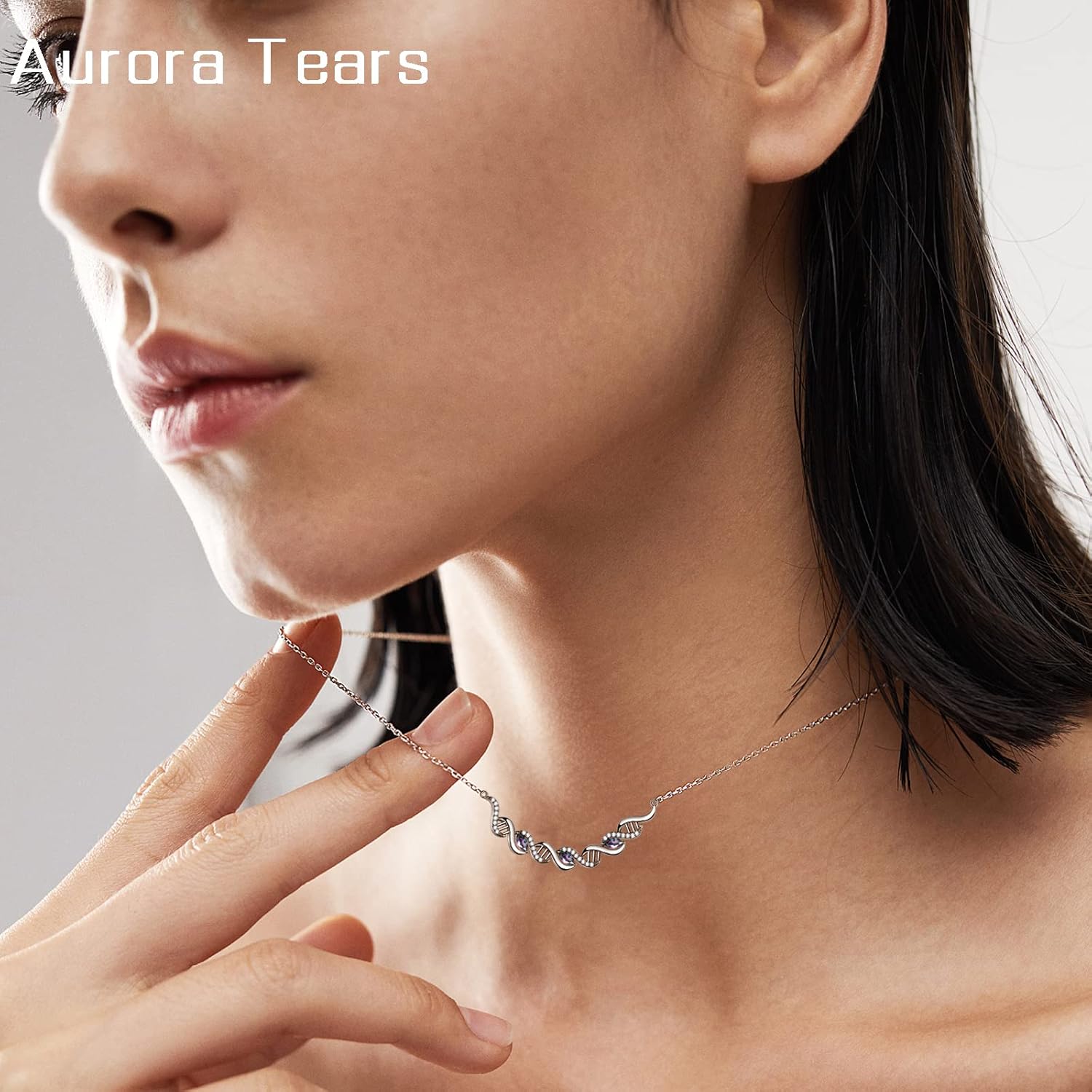 Aurora Tears DNA Double Helix Chemistry Science Molecule Biology Necklace Infinity 925 Sterling Silver Mystic Rainbow Topaz Spiral Pendant Jewelry for Women DP0310W - Image 8