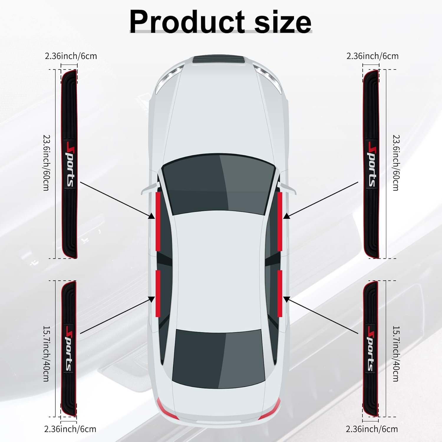SINGARO Car Door Threshold Protection, 4PCS Door Edge Step Dust Shield Cover, Door Width 23.6x2.36inch Car/SUV Universal Rubber Scratch Resistant Exterior Accessories (Sport) Sport 23.6x2.36inch