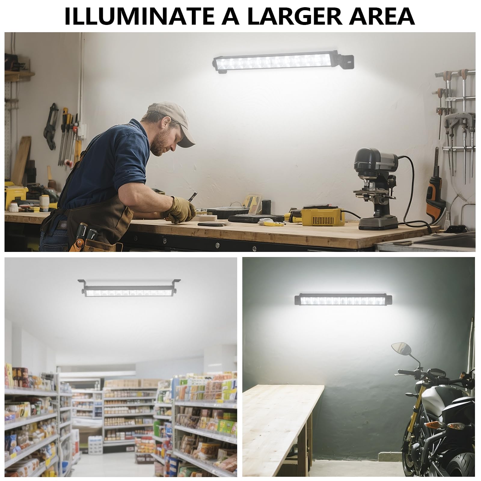 1 Pack 24W LED Shop Lights with Remote 5400 lm 6000 K Daylight 6 5 ft Plug-in Cord — view 3