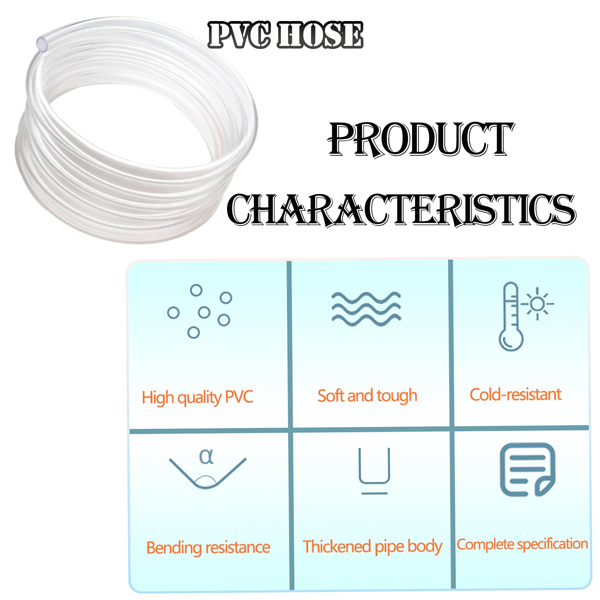 AOPANDA Tubo de vinilo transparente de PVC de 50 pies, diámetro interior de 1/4 pulgadas, tubo de PVC flexible, manguera de PVC híbrida, tubo de plástico ligero