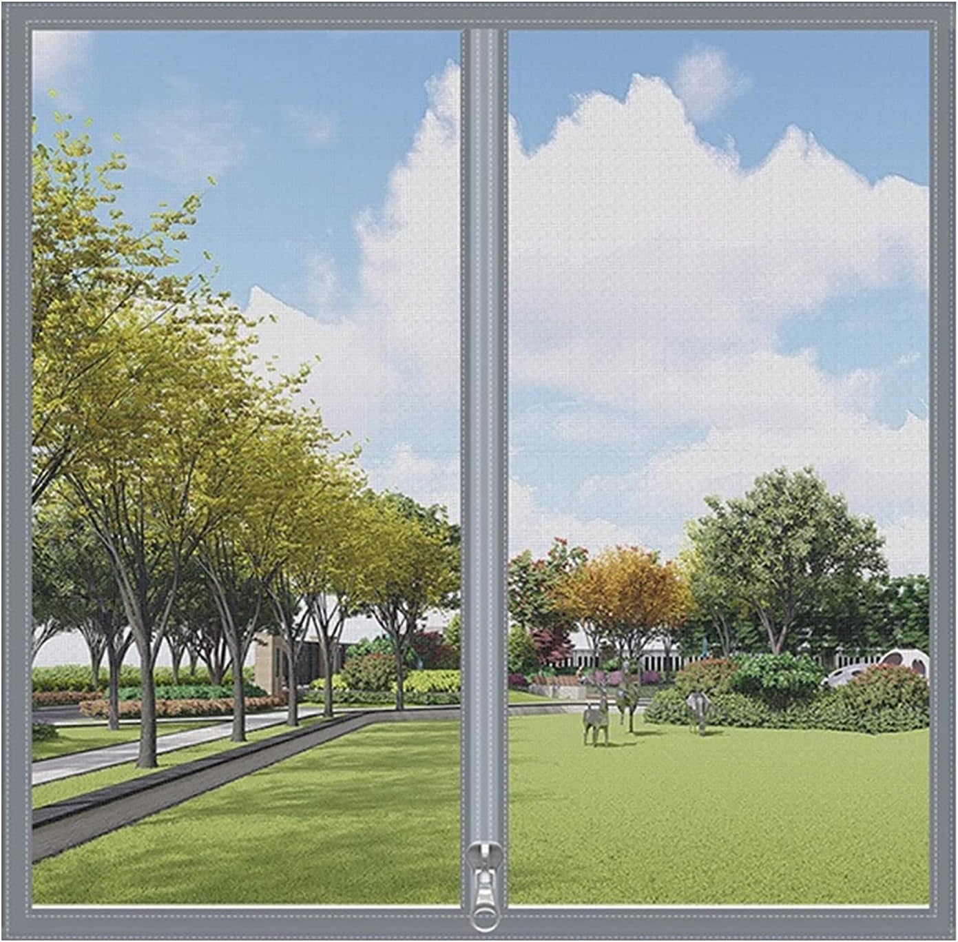 Window Screen,Magnetic Window Screen Automatically Closing for Window Mesh No Drilling,Hook & Loop (Color : D, Size : 90x150cm(35x59inch))