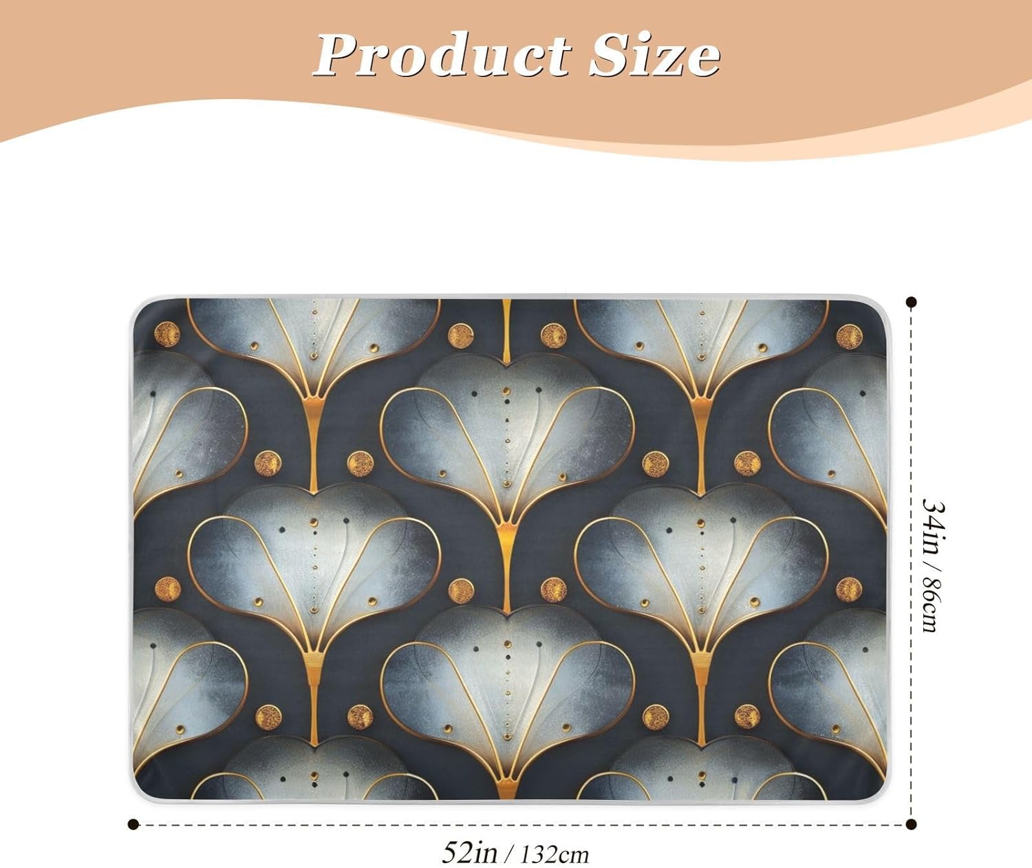 Black and White Cypress Gold Pattern Toddler Mattress Pads Highly Absorbent Potty Training Pads Anti-Lip Travel Mattress for Toddler Kids , 52" L x 34" W cama para nios