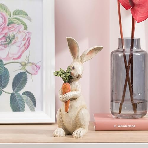 Miniatura 4 de Newman House Studio Figuras de conejo de pie para decoración del hogar, estatuas de conejo interior con zanahorias, decoración de oficina