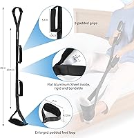 Vista 5 de Correa rígida elevadora de piernas de 35 pulgadas con almohadillas para manos y pies, kit de recuperación post-cirugía de reemplazo de cadera y Negro