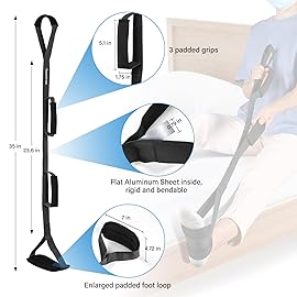 35 Inches Long Rigid Leg Lifter with Padded Loops for Hands and Feet,Leg Lifter Strap Hip&Knee Replacement Surgery Recovery Kit,Foot Lifter Easily Get in and Out of Bed,Car,Wheelchair