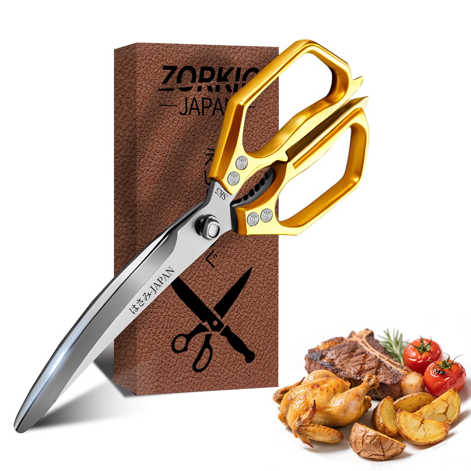 Kitchen Scissors Set Silver 3PCS, Heavy Duty Poultry Shears Kitchen Shear for Food Chicken Scissor All Purpose,Japan Meat Cutting Scissors, Bones Food Cooking Shears, Gifts for Men Women Mom Dad