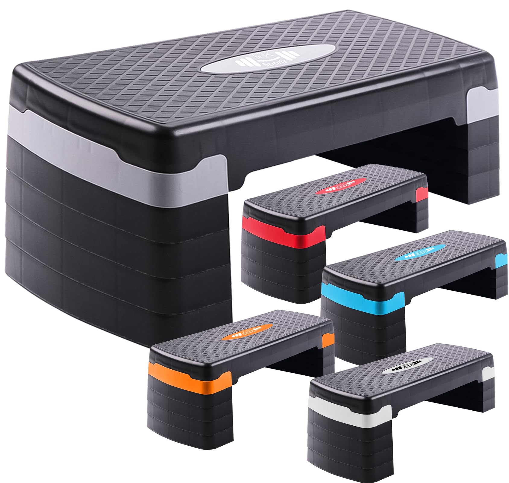 FK Sports Steppers for Exercise & Workout - 2 to 5 (10, 15, 20, 25 & 30 CM) Levels of Adjustable Height Aerobic Step - Exercise Step for Home & Gym, Mini Stepper for Yoga, Indoor & Outdoor Training