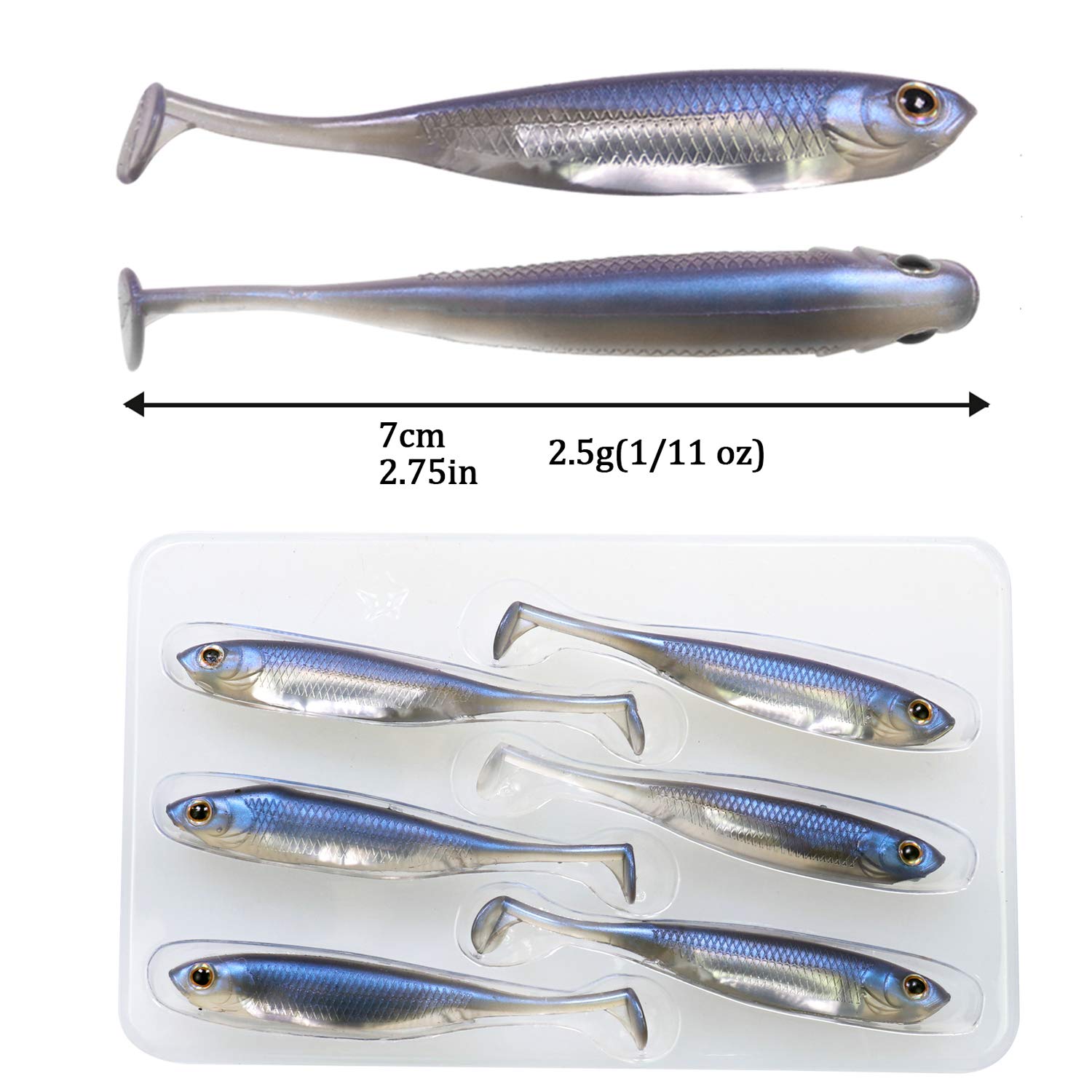 QualyQualy Señuelos de Vinilos de Pesca Spinning Mar Senuelo Black Bass Blandos senuelos de Pesca Cebos Artificiales de Pesca Pare Lucio Trucha 7cm 8cm 10cm 12,5cm — view 6