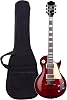 Solid Body Electric Guitar LP Style, Mahogany Body with Maple Neck & Rosewood Fretboard, Stainless Steel Frets, Humbucker Pickup, 3-Way Switch, Electric Guitar with Gig Bag (Red)