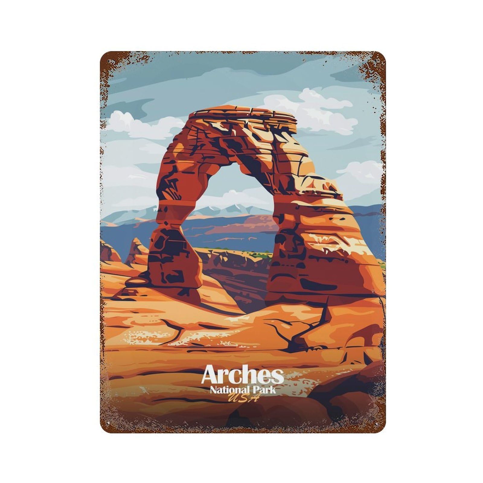 Arches National Park, Utah, USA Retro Metal Sign 15.7"x11.8", Rustic Home Decor for Garage, Pub Or Kitchen